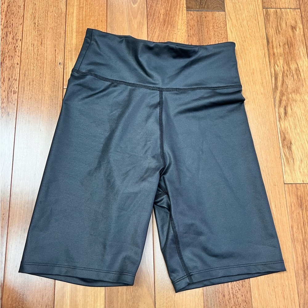 Abercrombie & Fitch Faux Leather Black Bike Shorts- XS